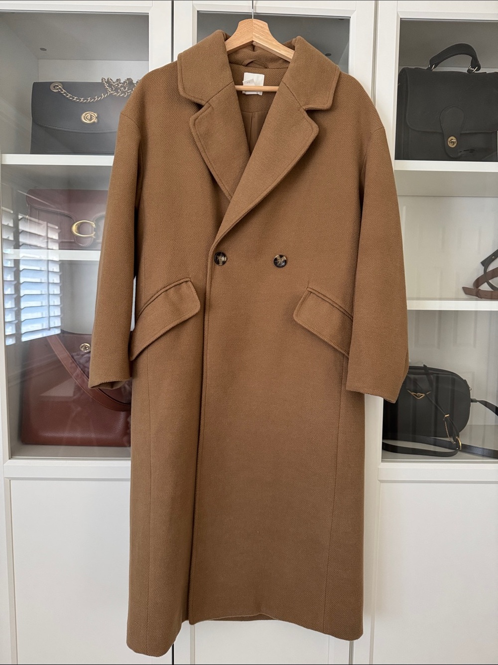 H&M Double-Breasted Wool Pea Coat - Brown